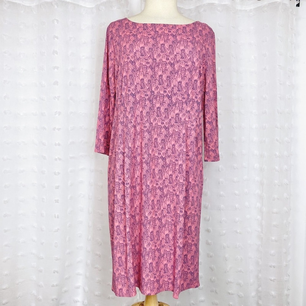NWOT The Savile Row pink owl print shift dress 6 - Picture 2 of 11